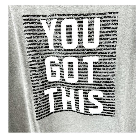 Gray and Black Stripe Glitter Embellished You've Got This Graphic Tee Size 14/16 - Picture 6 of 11